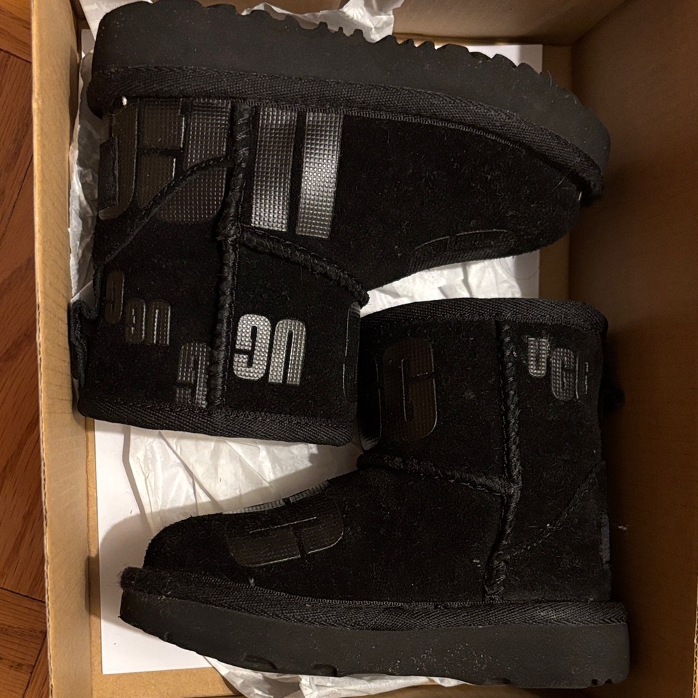 UGG Kids Black Boots with Logo
